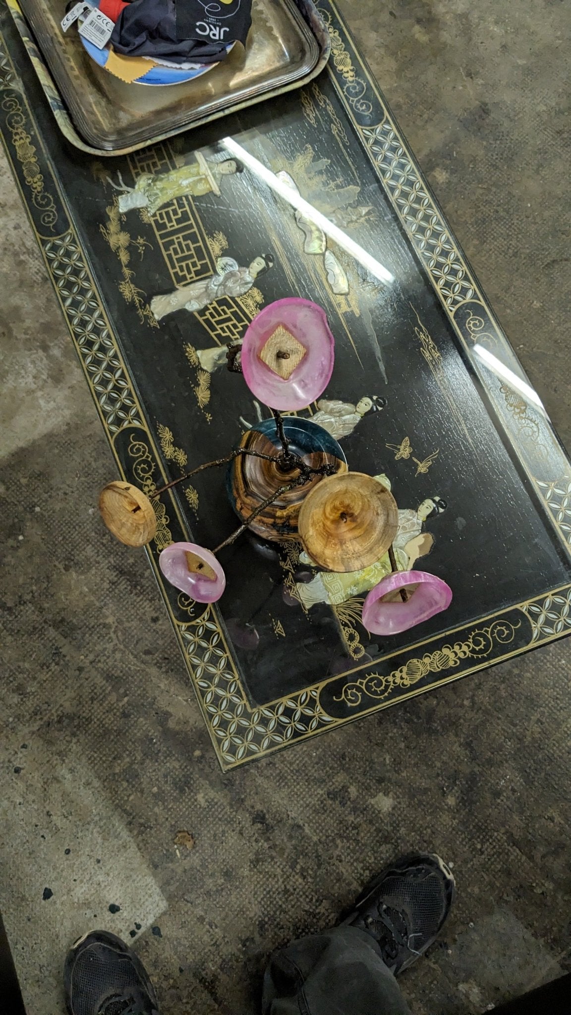 Vase turquoise et fleur rose - borezy
